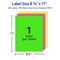 Avery Printable Shipping Labels, 8-1/2" x 11", Assorted Neon Colors (Magenta, Green, and Yellow), Laser & Inkjet Compatible, 15 Labels Total (5975)